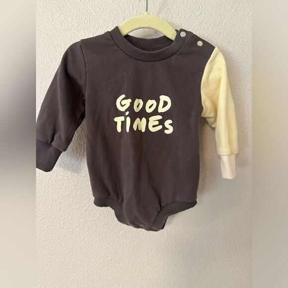 Tiny tribe GOOD TIMES romper in iron sz 9-12 months - Picture 1 of 5